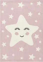 Hochflorteppich Mo Play Stern in Rosa/Weiß ca. 133x190cm