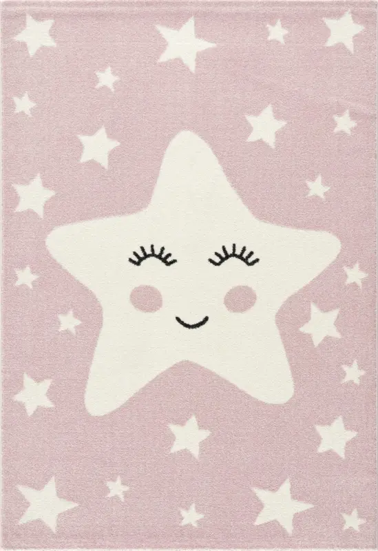 Hochflorteppich Mo Play Stern in Rosa/Weiß ca. 133x190cm