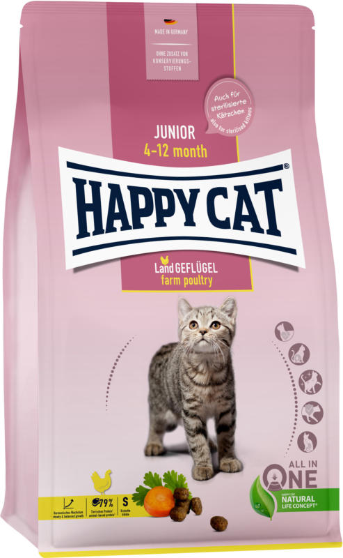 Happy Cat Croquettes Junior Volaille fermière 1,3kg