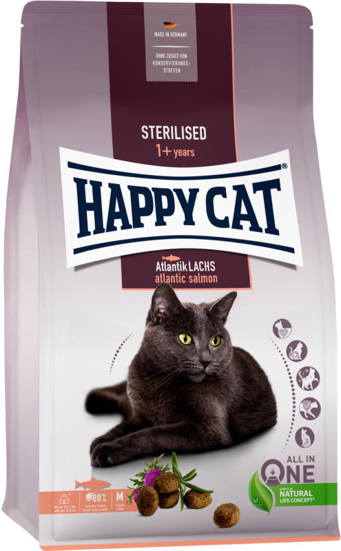 Happy Cat Trockenfutter Sterilised Atlantik-Lachs 4kg