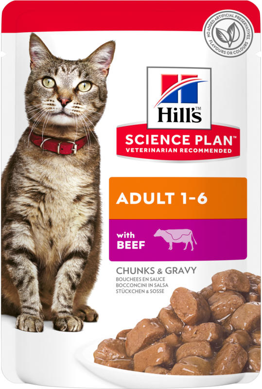 Hill's Katze Science Plan Adult Nassfutter mit Rind in 12x85g Beutel