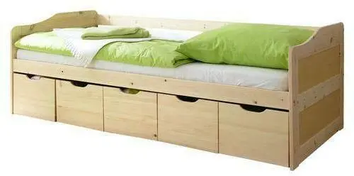 Stauraumbett 'Maria', aus Kiefer, kieferfarben