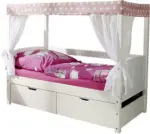 mömax Himmelbett 'Lino Mini', aus Kiefer, rosa/weiß