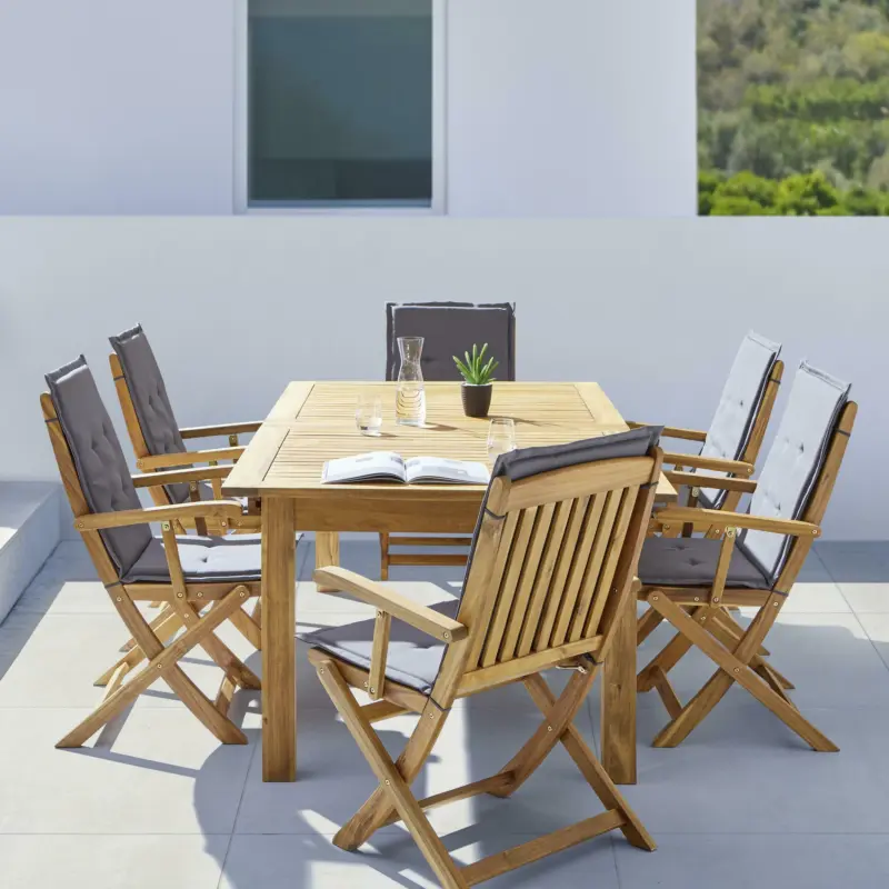 Gartengarnitur 'Alexia' aus Akazie inkl. Auflagen, grau