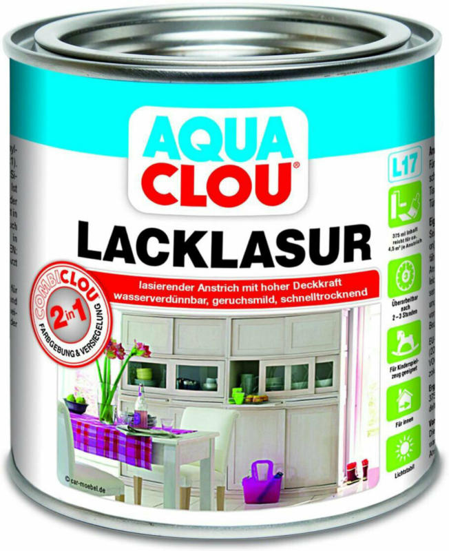 Clou L17 Aqua Lacklasur „Dunkelbraun“, 375 ml