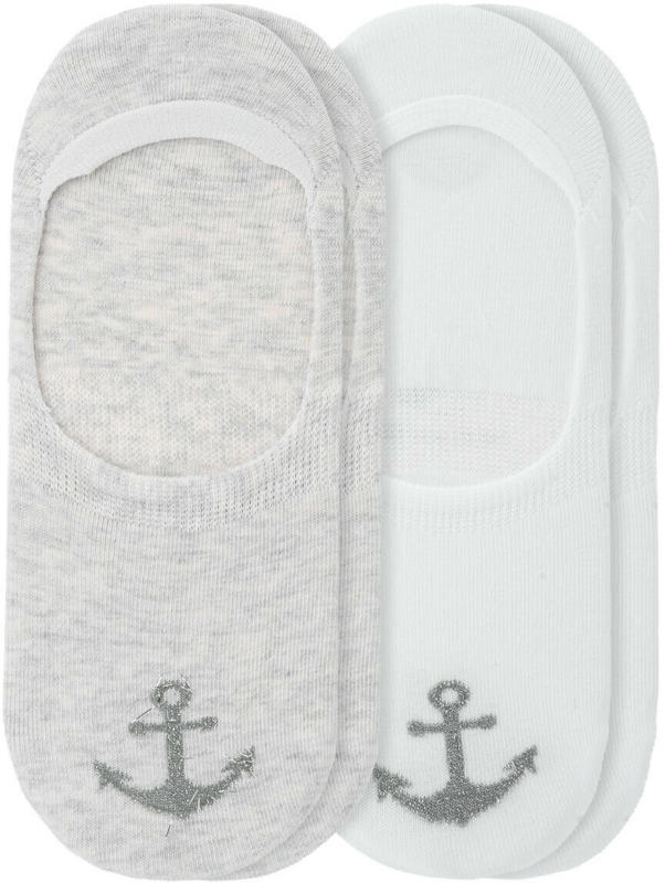 2 Paar Damen Füsslinge mit Anker-Motiv (Nur online)