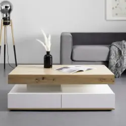 Couchtisch 'Cara', wei&szlig;/eichefarben