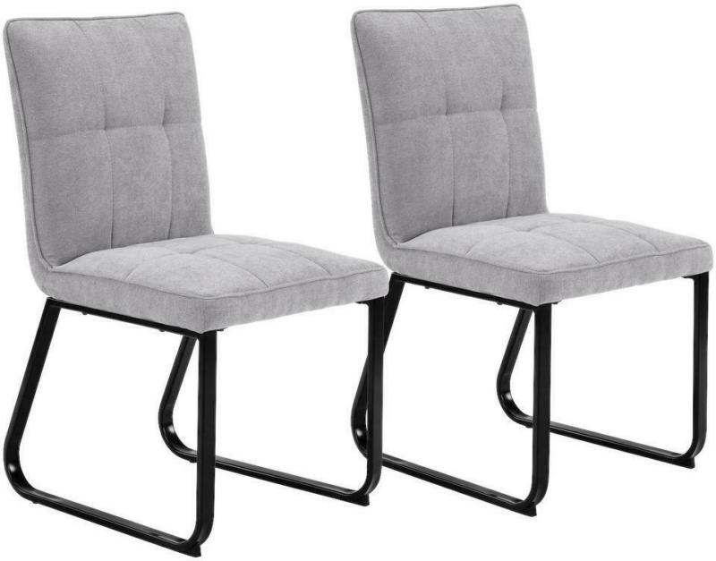 Stuhl-Set in Metall, Textil Anthrazit, Hellgrau