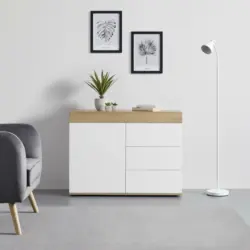 Kommode 'Cara', weiß/eichefarben