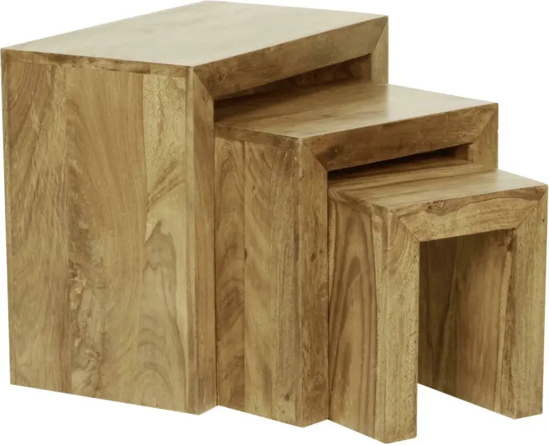 Satztisch-Set 'Mumbai', 3-er Set, aus Akazie