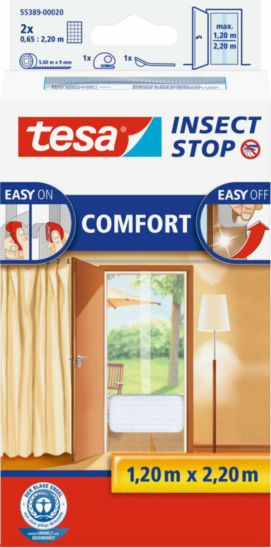 Fliegengitter „Comfort“ für Türen, weiß, 2x2,20m, mit Klettband
