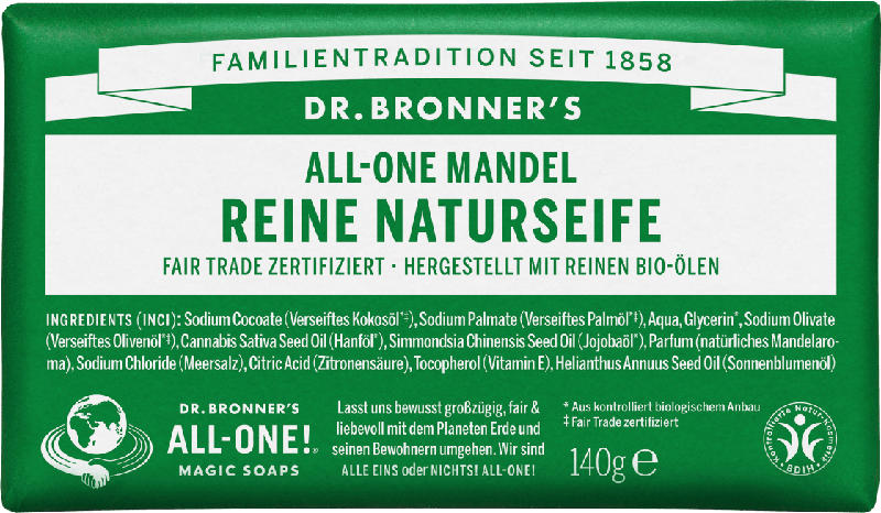 Dr.Bronner's Seifenstück Reine Naturseife Mandel