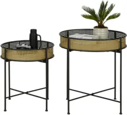 Beistelltischset in Schwarz, 2-teilig