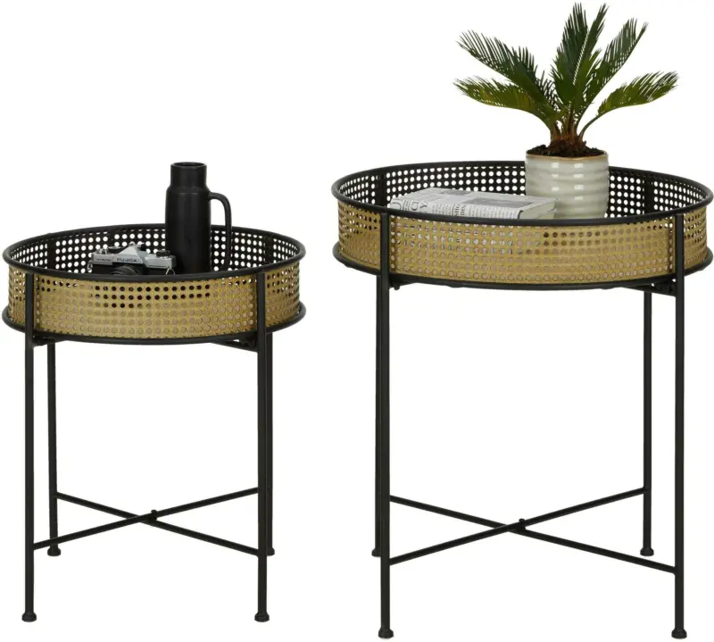 Beistelltischset in Schwarz, 2-teilig