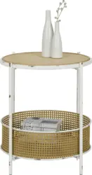 Beistelltisch in Weiß/Naturfarben