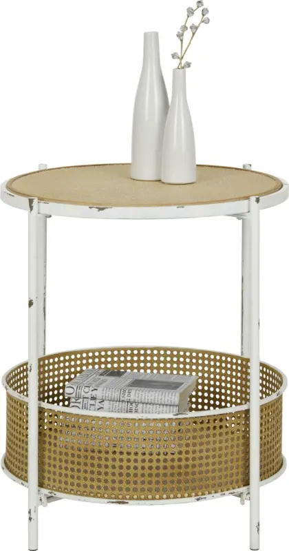 Beistelltisch in Weiß/Naturfarben