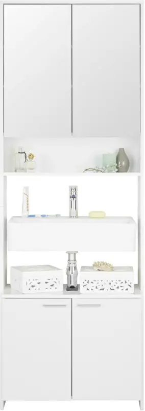 Badezimmerset in Weiß Hochglanz