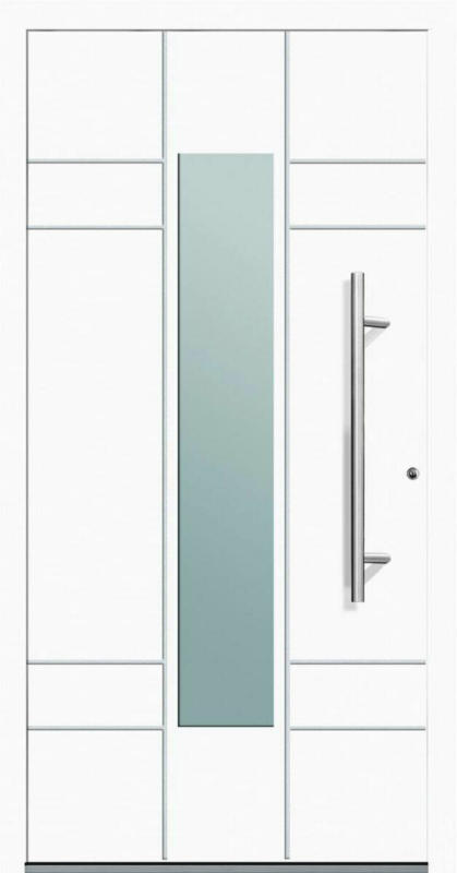 Aluminium Sicherheits-Haustür „Como Exklusiv“, 75mm, weiß, 100x210 cm, Anschlag rechts, inkl. Griffset 100 cm | rechts