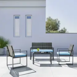 Loungegarnitur 'Moni' inkl. Auflagen, blau/grau