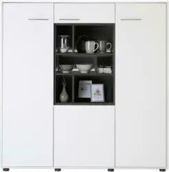 Highboard in Weiß/Dunkelgrau