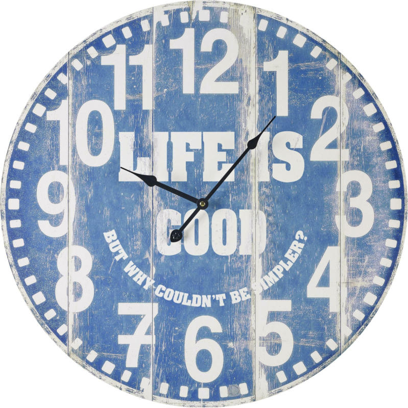 Uhr Good Life in Blau/ Weiss ca.Ø58cm