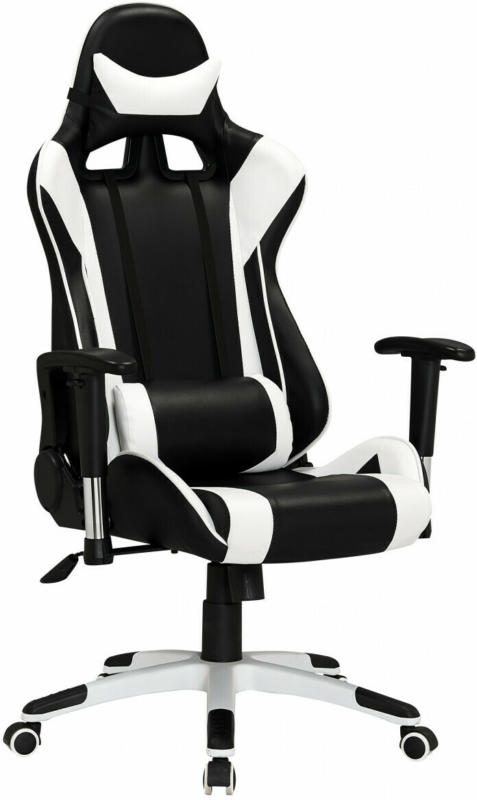 Bürostuhl Racer Kunstleder Schwarz/Weiß