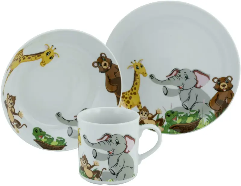 Kombiservice Zoo aus Porzellan, 3-teilig