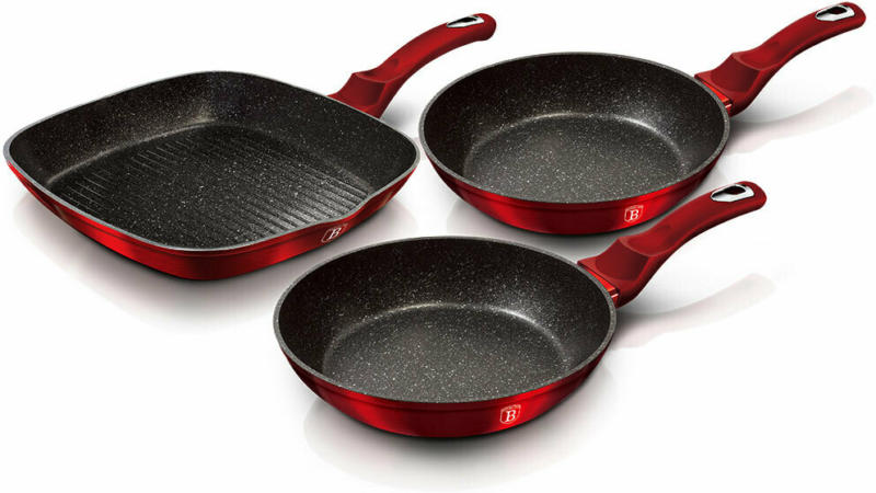 Alugusspfannen-Set 3-teilig, dunkelrot Metallic