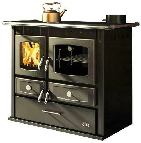 Festbrennstoffherd Helena in Schwarz