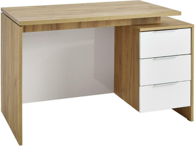 Schreibtisch in Weiß, Eichefarben 76/120/70 cm