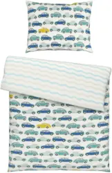 Bettwäsche Race in Weiß/Blau/Gelb ca.140x200cm
