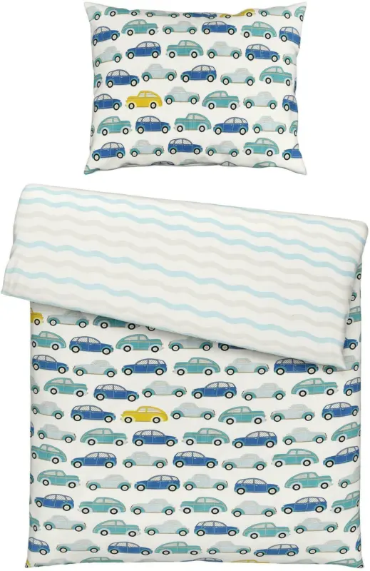 Bettwäsche Race in Weiß/Blau/Gelb ca.140x200cm