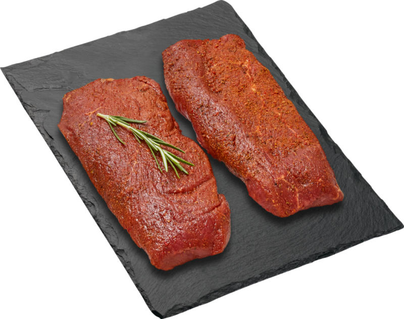 Scamone di manzo Black Angus BBQ, aromatizzata, Uruguay, 2 x ca. 150 g, per 100 g