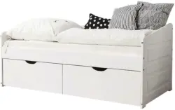 Stauraumbett 'Micki', aus Kiefer, weiß