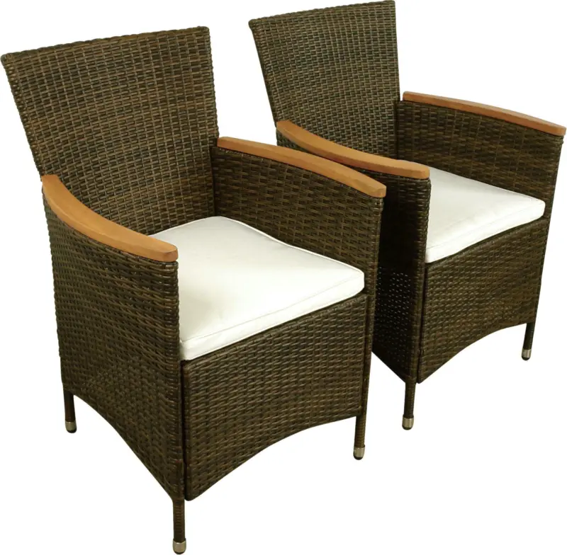 Rattansessel-Set 'Valencia' inkl. Auflagen, braun