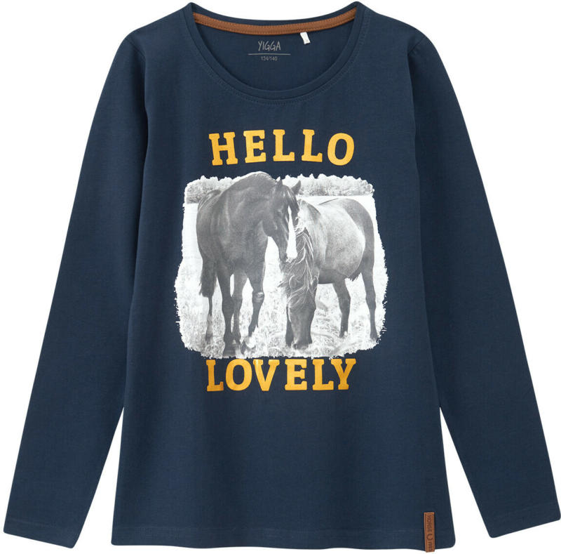 Mädchen Langarmshirt mit Pferde-Print