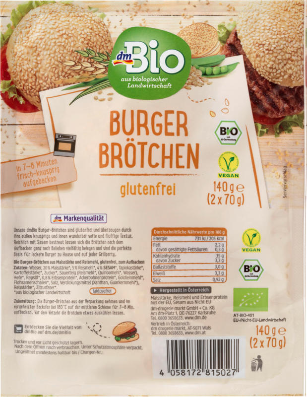 dmBio Burger-Brötchen glutenfrei
