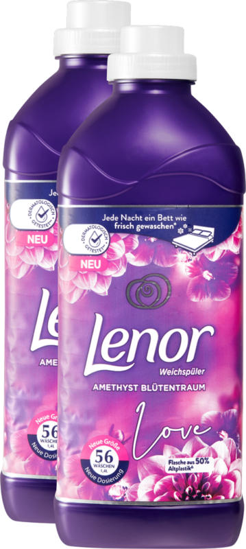 Ammorbidente Lenor Amethyst & Floral Bouquet , 2 x 56 cicli di lavaggio, 2 x 1,4 litri