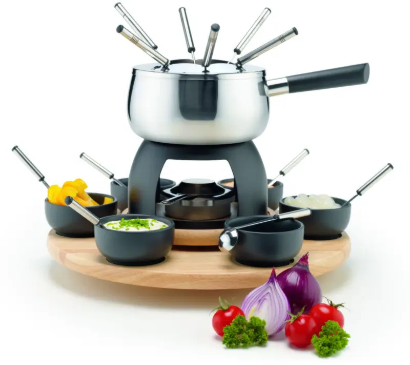 Fondueset in Silberfarben, 23-teilig