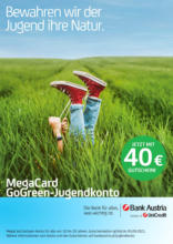 Bank Austria - MegaCard GoGreen-Jugendkonto mit 40€ Gutschein