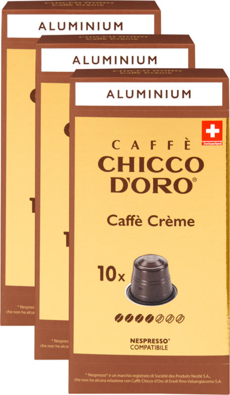 Chicco d’Oro Kaffeekapseln Caffè Crème, 3 x 10 Kapseln