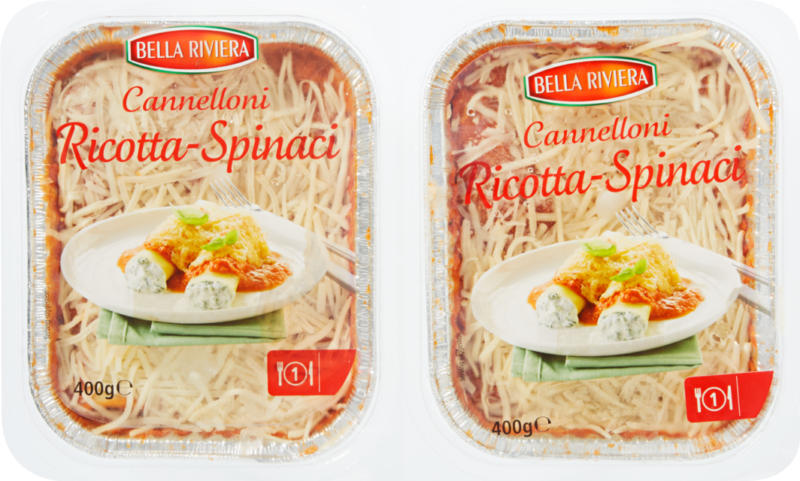 Bella Riviera Cannelloni, Ricotta und Spinat, 2 x 400 g