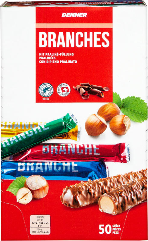 Denner Branches, mit Praliné-Füllung, 50 x 27 g