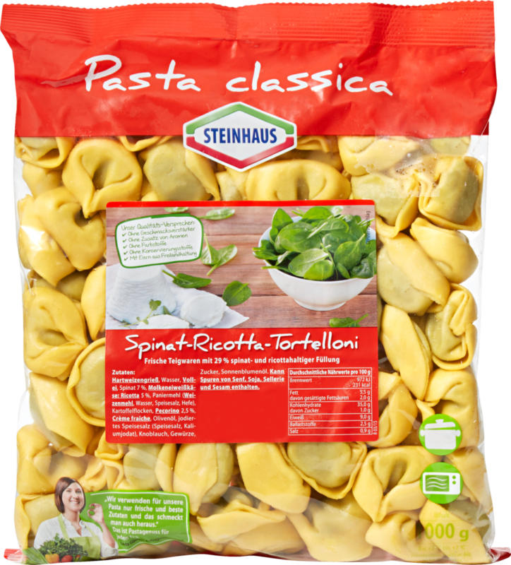 Tortelloni épinards et ricotta Pasta classica Steinhaus, 1 kg