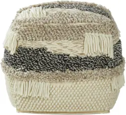 Pouf in Naturweiß/Schwarz