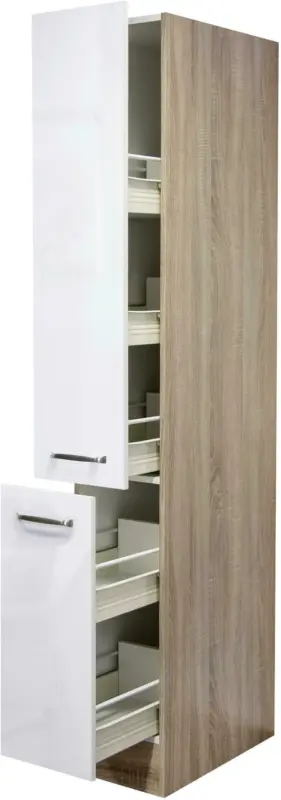Apothekerschrank Weiß Hochglanz/Eiche