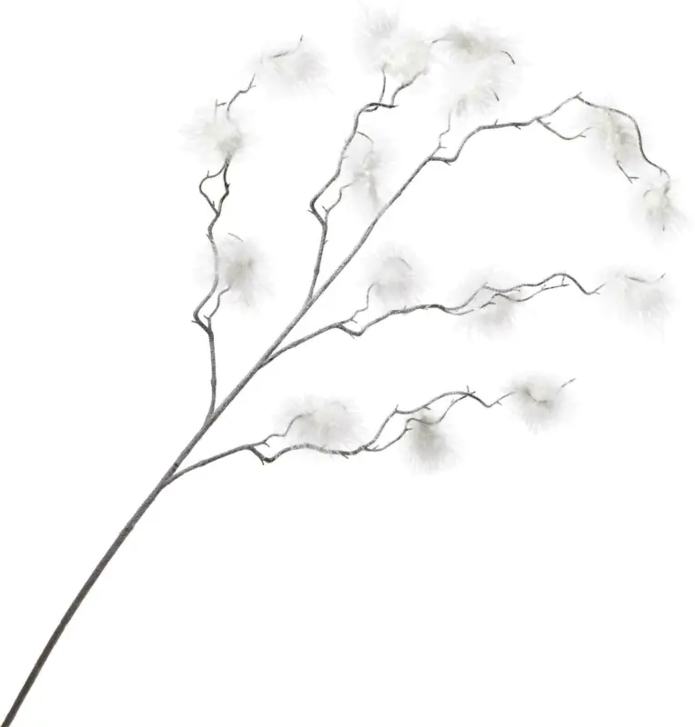 Kunstblume Federnzweig in Wei&szlig;