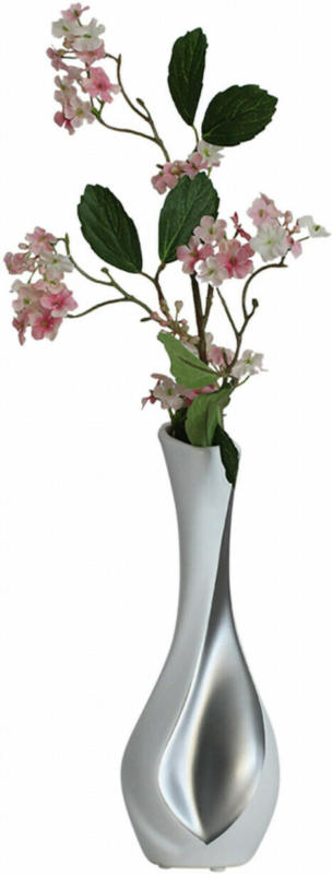 Vase Gardo Tropfenförmig Silber Weiss H: 26 cm