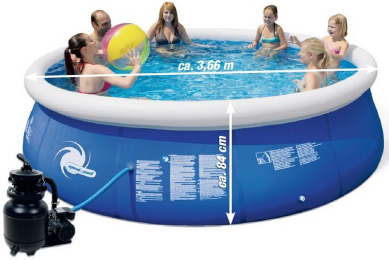 Steinbach Aufstellpool 'Speed-Up' blau/weiß rund Ø 366 x 84 cm, Komplett-Set