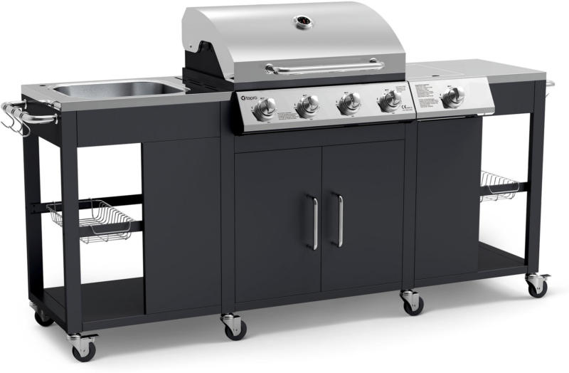 Tepro Gasgrill-Küche 'Clarksburg' 5 Brenner, Edelstahl, 198 x 112 x 59 cm